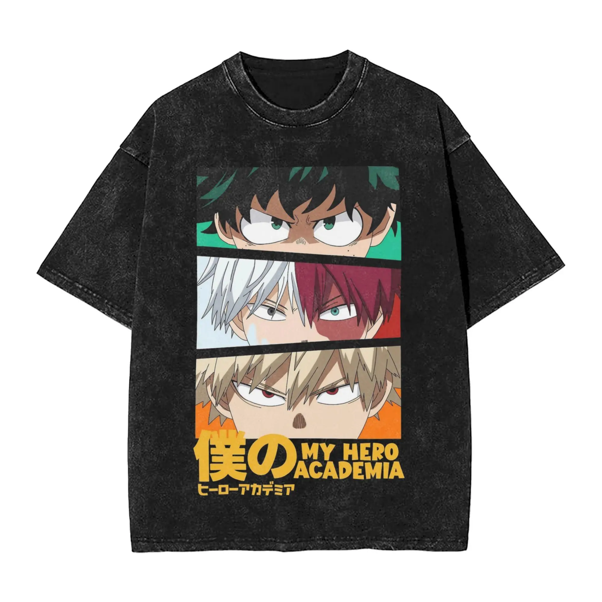My Hero Academia Midoriya Izuku T Shirt Hip Hop Washed Cotton High Street T-Shirts for Men Women 10Tops Streetwear Graphic Tees