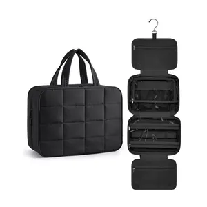 Hanging Travel Makeup Bag with Jewelry Organizer Portable Toiletry Bag Large Capacity Cosmetic Case