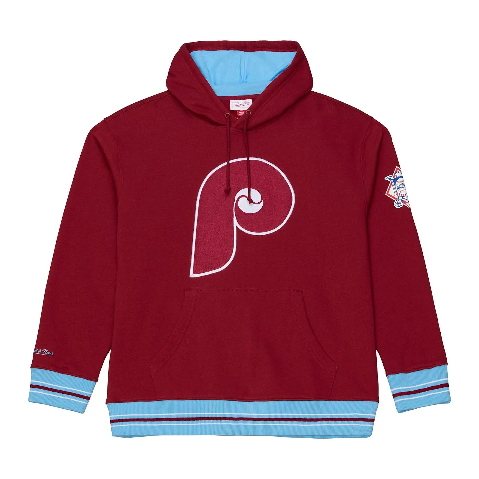 Philadelphia Phillies Burgundy Playoff Win Fleece Hoodie MLB Throwback Sweatshirt Vintage Fan Gear Mitchell & Ness