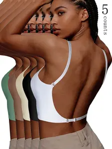 Women's Seamless Backless Bra, Multi-Strap Convertible Strap Wireless Push-Up Bra, Suitable for Wedding Dresses and Party Gowns