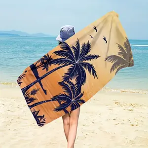 Single Pack Soft Absorbent Palm Tree Beach  Camping  Essential For Summer Beach bathroom towel tea