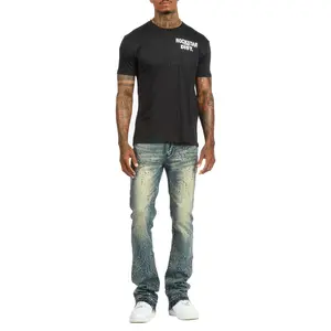 Izai Dark Blue Rhinestone Stacked Fit Jean