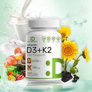 DEAL SUPPLEMENT Vitamin D3 5,000 IU + K2 MK7 Softgels, 250 Count | 2-in-1 Complex | Supports Heart, Bone, Teeth & Immune Health* | Easy to Swallow