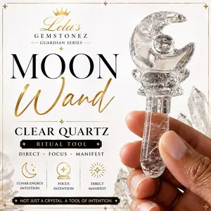 Moon Channeling Wand • Clear Quartz Ritual Tool • Lunar Energy + Focus Carving Clear Quartz Dorje Varja Buddhism Hinduism Carved Ritual Object for Ceremonies Healing Symbol of Firmness Spiritual Power Religious Decor Ornaments