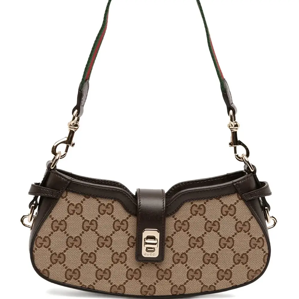 Pre-owned GUCCI Canvas Shoulder Bags Mini GG Supreme Moon Side Web Shoulder Bag BF00219 NO2