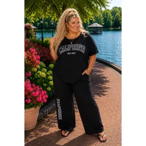 11 SET {Cali Bound} Black "California  West Coast" Pant Set CW PLUS SIZE 1X 2X