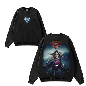 Supergirl Movie Vintage Washed Graphic Tee - Retro Oversized Cotton Streetwear, Unisex Casual Superhero Fan T-Shirt