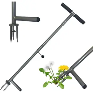 Stand-Up Weed Puller Tool - Stainless Steel with  Handle & Foot Pedal - Twist Design for Deep-Rooted Weeds, Dandelions, Lawn & Garden Maintenance