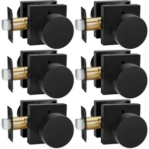 Privacy Black Interior Door Knobs, Zinc-Alloy Heavy Duty Matte Black Door Knobs for Bedroom, Contemporary Privacy Interior Door Knob (6 Pack)