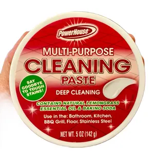 Multi-Purpose Cleaning Paste - Deep Cleaning with Lemongrass Oil & Baking Soda - 5 oz for Bathroom Kitchen BBQ Grill Floor & Stainless Steel