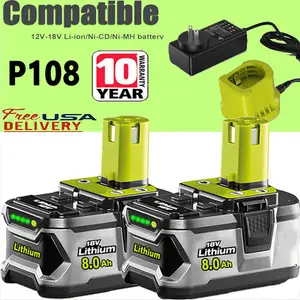High quality 18V 8.0Ah For RYOBI P108 One Plus High Capacity Battery /NEW Charger Lithium-ion