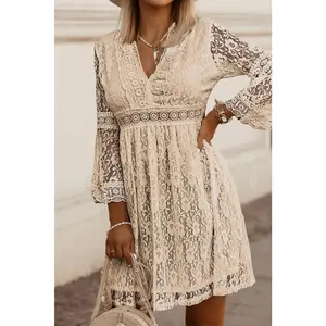 Vintage Lace Bell Sleeve Mini Dress