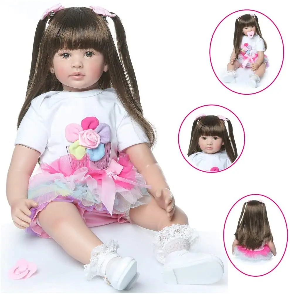 22 Inch Realistic Lifelike Reincarnation Standing Girl Doll - Handmade Vinyl & Weighted Fabric, High-End Painted Gift Set, 22 Inch Standing Design, Great for Children 3+