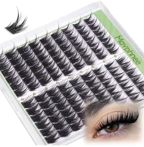 Cat Eye Lash Clusters Fairy Eyelash Clusters Wispy Wet Cluster Lashes Extensions Spiky Individual Lashes Left & Right Lashes Clusters 108Pcs 12-16MM DIY Lash Pack by Mavphnee