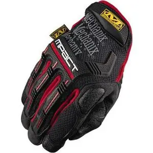 Mechanix Wear Impact Work Gloves, Size L (10), Synthetic Leather, Uncoated, Hook-Loop Cuff, Full-Fingered, Red/Black Paired Set, General Purpose MPT-52-010, Impact Gloves