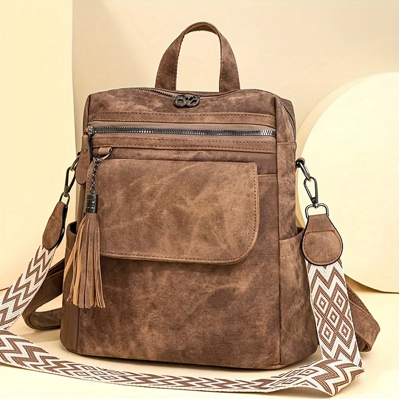 Retro Women's Shoulder Bag and Backpack with Detachable Straps Suitable for Daily Work and Storage