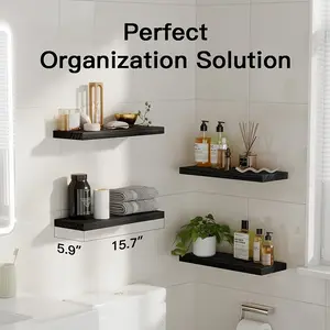 Wooden Wall Mounted Shelf, Decor Farmhouse 1 Set Wall Mounted Storage Rack with Hidden Bracket, Home Organizer for Bathroom, Bedroom, Office