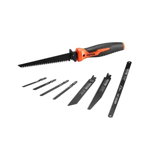Summervibes VEVOR Jab Saw, 6 in Keyhole Saw with Soft Grip Handle, 8-In-1 Multi-Blades Drywall Jab Saw, Sharp Jab Saw with Triple Ground Teeth, for Cutting Drywall Wood Metel Plastic Plywood Wallboard Thin Sheet, Drywall Cutting Tool, Hss Blades
