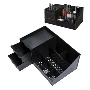 Luxury Men's Cologne & Grooming Storage Box - 3-Tier Vanity Organizer with Drawers, Waterproof Countertop Case | Gift for Dad, Husband, Boyfriend