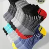 Men's Patchwork Honeycomb Print Ankle Socks, All Season Socks, Breathable Comfortable Sporty Socks for Daily Wear, Lightweight Socks, Activewear Athletic Running Socks for Men, Sportswear