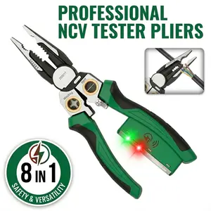 8-in-1 Wire Stripping Pliers with Voltage Tester, Multi-function Electrician's Hand Tool for AWG 18-4.0mm² Wire Cutting & Stripping, Wirecutters for Beginners