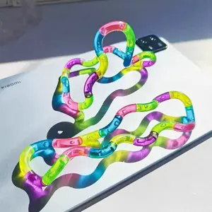buy 1 get 1 free product Deformable Rope Fidget Toy Deformation Rope Knot Pressure Stress Relief Toys Rrainbow Color Anti Stress Deformable Rope Best Toy Soft Squishy Silicone Decompression Squeeze Stress Relief Tool