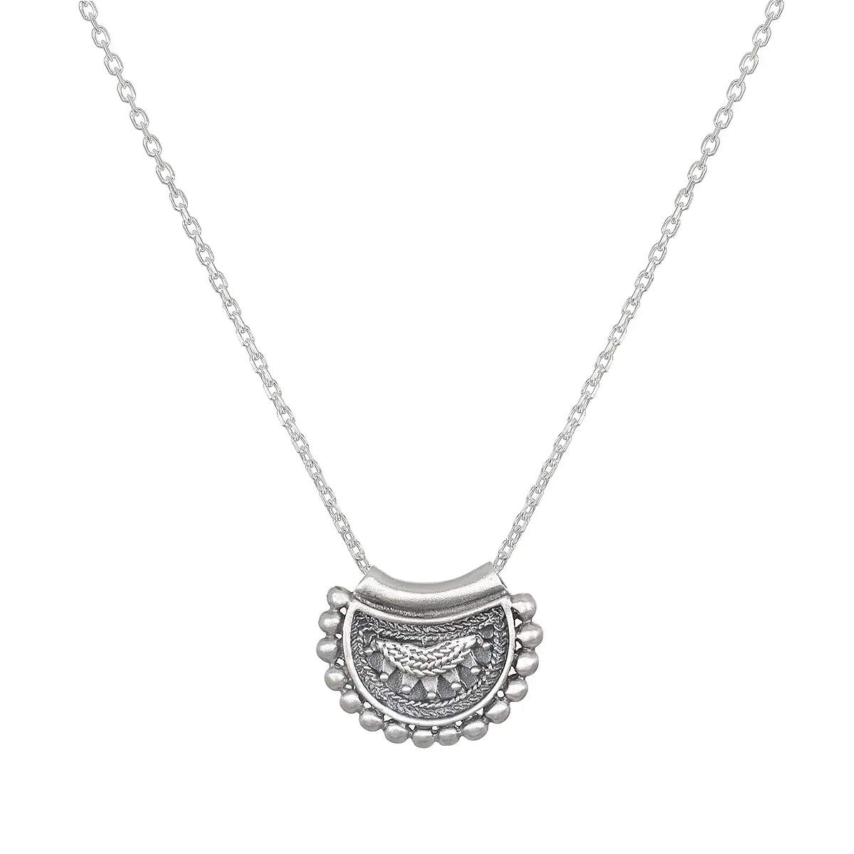 Silver Mandala Necklace, Elegant Design, Minimalist Chain, Daily Wear Necklace for Women's Costume Jewelry, Minimalist Chain Necklace