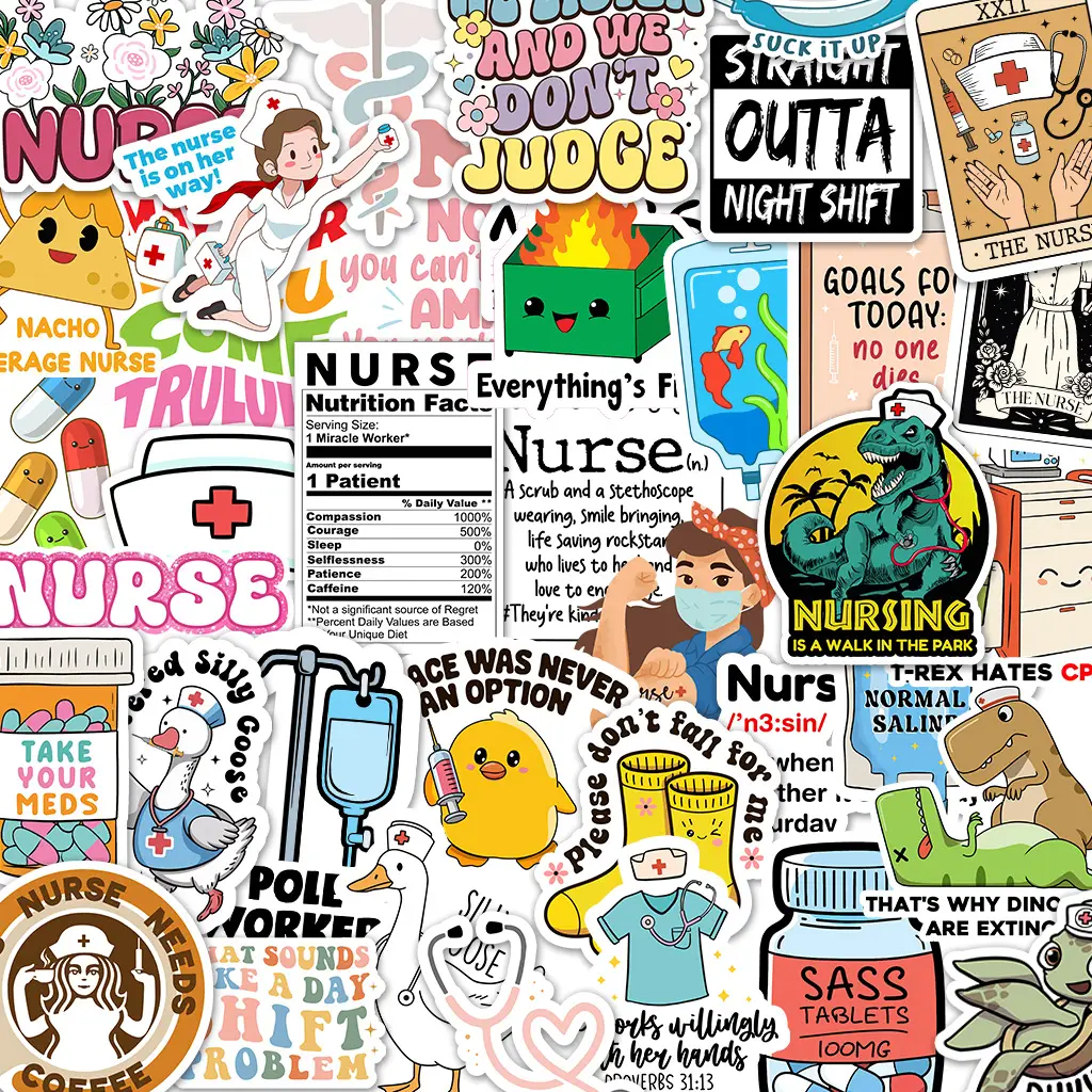 120Pcs Funny Nurse Stickers - Hilarious Medical Decals for Laptops Water Bottles Planners & Gifts for Healthcare Workers - Waterproof Vinyl Stickers f