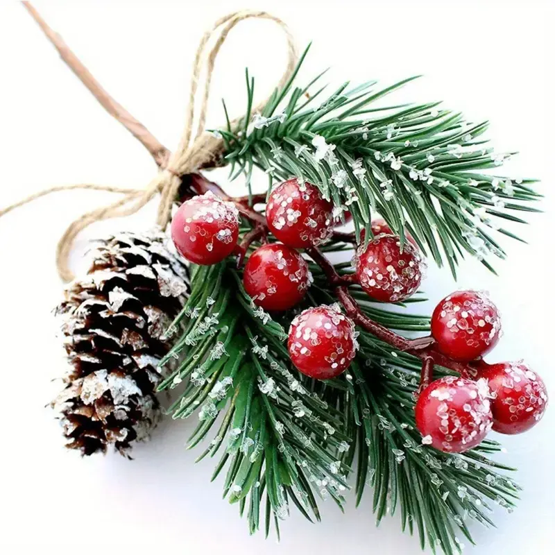 30 Artificial Fruits & Berries Christmas Decorations, Durable Plastic Ornaments with Balls Design, Holiday Home Decoration Accessories