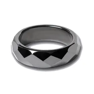 Faceted Hematite Ring for EMF Protection