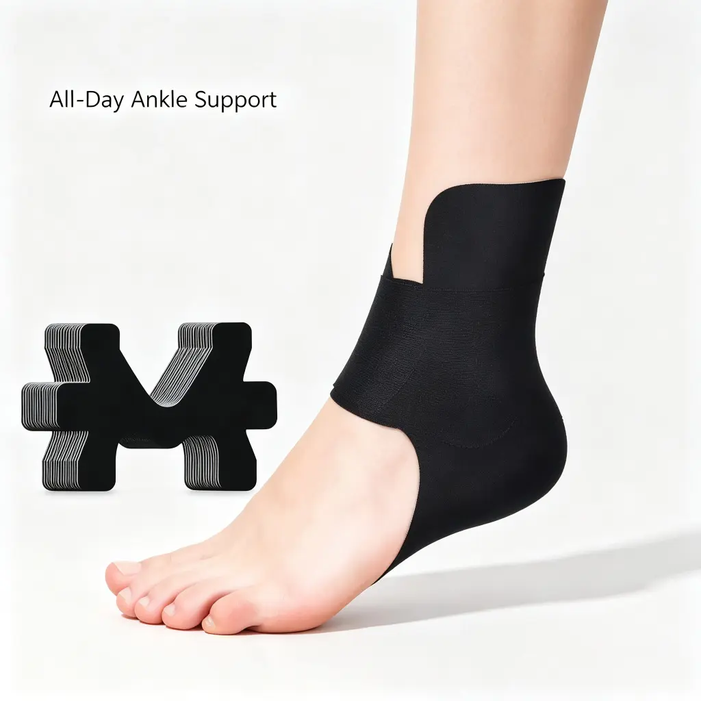 16Pcs Precut Kinesiology Tape Cotton Elastic Athletic Tape for Ankle Breathable Support Stability Pain Relief Reduce Ankle Sprain Muscle Ligament Protection Black Sports Recovery Strips