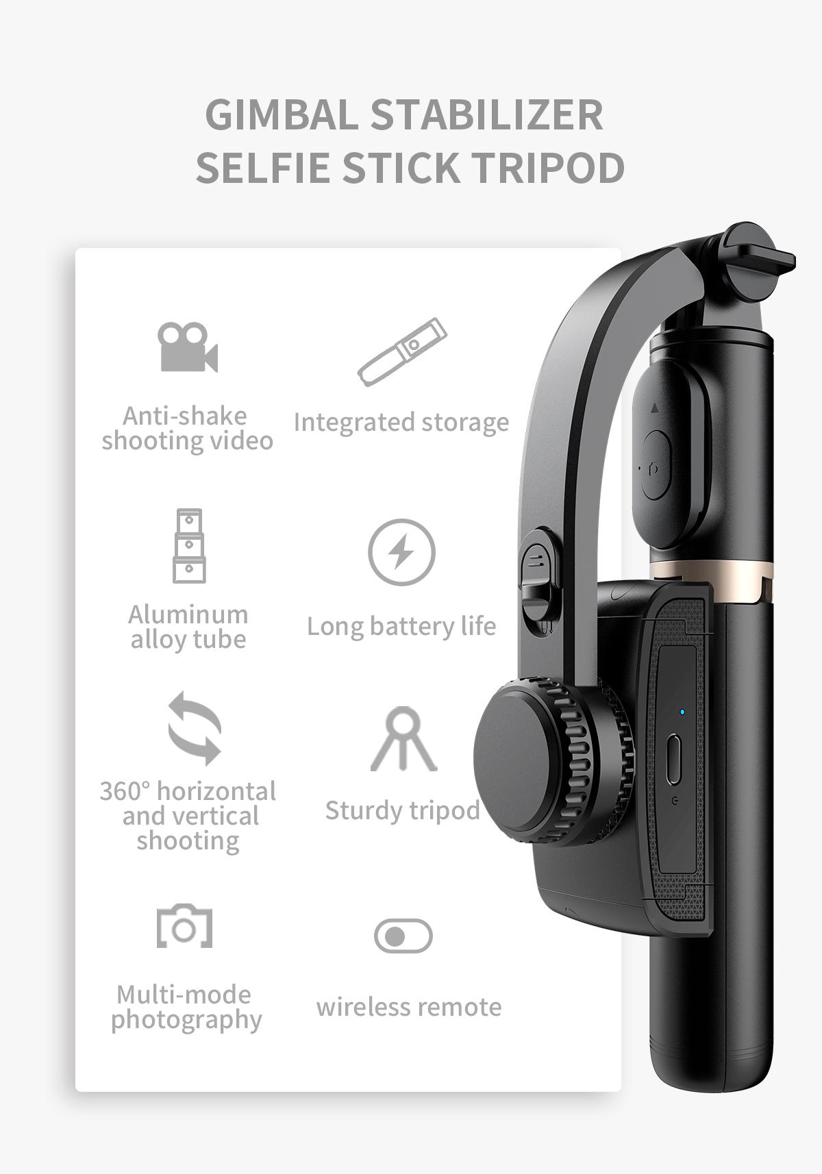 Handheld Gimbal Smartphone Bluetooth Handheld Stabilizer with Tripod Selfie Stick Folding Gimbal Android & Iphone