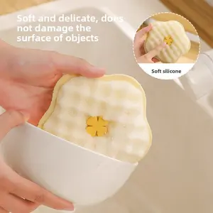 Household Suction Cup Dish Sponge, Non-Stick Oil Kitchen Magic Eraser, Dual-Sided Cleaning Scrub Brush, Bowl and Pot Cleaner