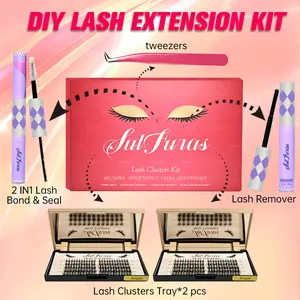 [New Definition of Eyelashes] – Say goodbye to traditional old eyelashes! Sulfuras New Lashes Kit: Short Spirit+Angel style,invisible band,built-in mirror.Wispy lash clusters 10-16MM,natural waterproof DIY individual extensions,long-lasting manga makeup