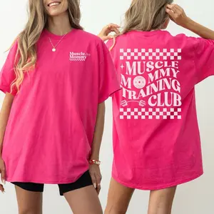 Copy of Muscle Mommy club, Muscle Mommy, Mama Workout Shirt, mom Gym Shirt, Gift For Mom, Fitness Gifts, Gym Lover Gift, fit mom gift, mom workout Comfort Womenswear Tee Top Oversized Tshirt Shortsleeve