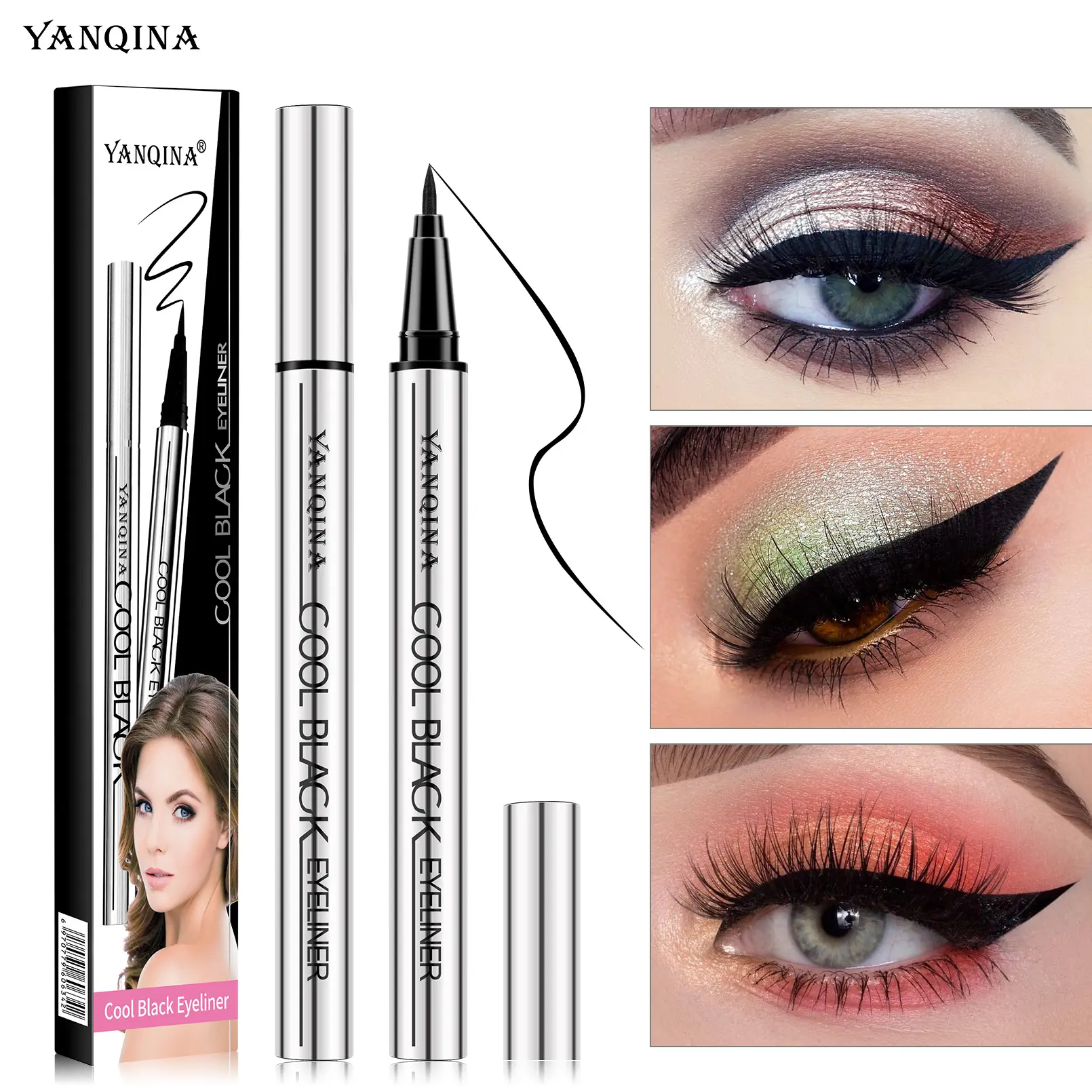 Long-Lasting Eyeliner Waterproof Liner Point Made Waterproof Liquid Eyeliner Pen | Smudge-Proof, Flake-Proof, Longwear Liquid Makeup Eyeliner | Precision Felt Tip for Perfect, Controlled Lines【Black & Brown】