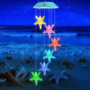 Toodour Solar Sea Star Wind Chimes, a gift for daughters, mothers, grandmothers, and aunts.Colorful solar wind chimes, LED outdoor decorative mobile lights, suitable for gardens, courtyards, patios, windows, party venues, and outdoor decoration.