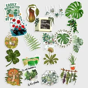 Sticker Pack 20 Hanging Green Potted Plants Vinyl Sticker, Home Decor Botanical Art, Waterproof Sticker