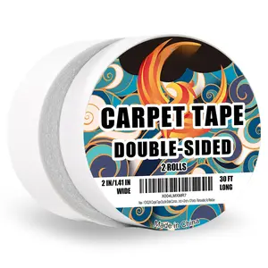 Double Sided Carpet Tape - Heavy Duty Rug Tape Gripper for Hardwood Floors No , Secures Area Rugs, Laminate & Tile (1.41Inch + 2Inch, 2 Rolls, Total 20 Yards)