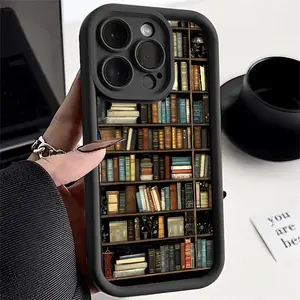 Cool 3D bookshelf pattern shockproof phone case for iPhone [11-16, 6-7 all models and X, XS, XR, XS Max] | Non-slip soft TPU bumper + raised bezel | Military drop-tested protective case Protection Cover