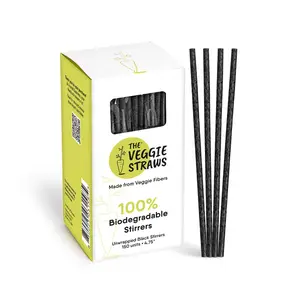 Biodegradable Unwrapped Black Veggie Stirrers