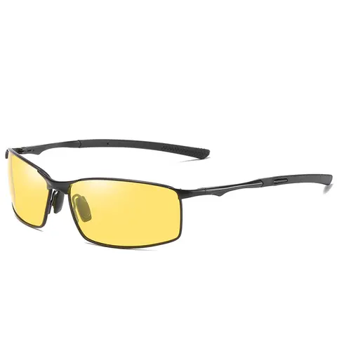 Sleek Rectangular Sunglasses for Men - Lightweight Al Alloy TR90 Frame, Tinted Lenses Polarized UV400, Photochromic HD Night Vision Aid, Trendy Sunglasses with 10 Stylish Colors for Beach, Fishing Sports