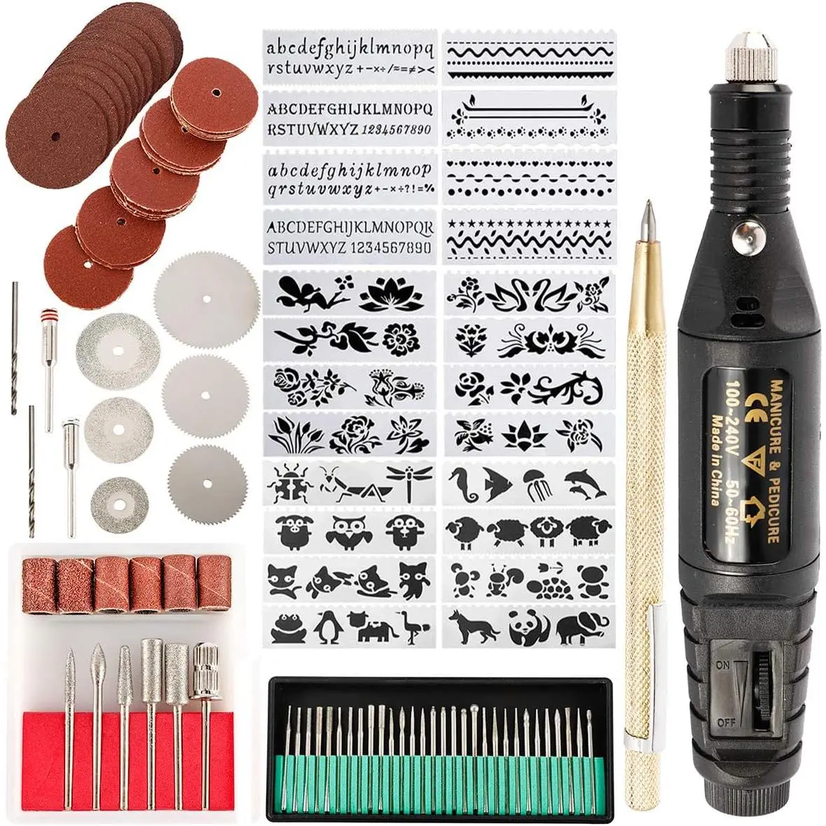 Corded Electric Engraver Tool Kit (108-Piece), Multi-Functional Etching Pen Rotary Tool for Crafting, Personalizing Glass, Metal, Ceramic, Plastic, Personalize