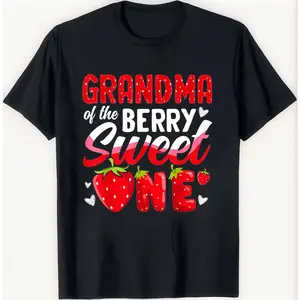 First Birthday Celebration Gift for Sweet One Grandma T Shirt Adorable Strawberry Theme Outfit for 1st Birthday Party Grandparents Love Present Idea New Grandma Tee