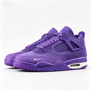 Grape Purple Patchwork Retro Mid-Top Sneakers Breathable Suede Cushioned Casual Shoes Autumn Winter Versatile Trendy Footwear