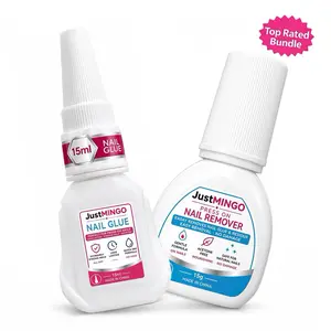 JustMingo Nail Glue for False Nails 15ml Ultra-Strong Glue & Fast-Acting Remover Long Lasting Hold Salon-Quality at Home