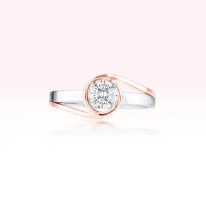 14K Rose Gold White Gold Solitaire Ring
