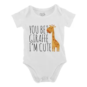 Funny baby babysuit You Bet Giraffe I'm Cute letter print baby short Sleeve Onesies Romper for Infant， Newborn Boys Girls Soft Casual Outfit ，outdoor baby bodysuits