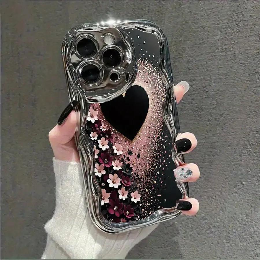 Fashion Electroplated Cream Wave Phone Case, Anti-Slip Shockproof, Sensitive Button Design, Compatible with iPhone 16/15/14/13/12/11/X/XS/Pro/Plus/Max, iPhone X/XS/XSMAX Full Protection, Gift Choice