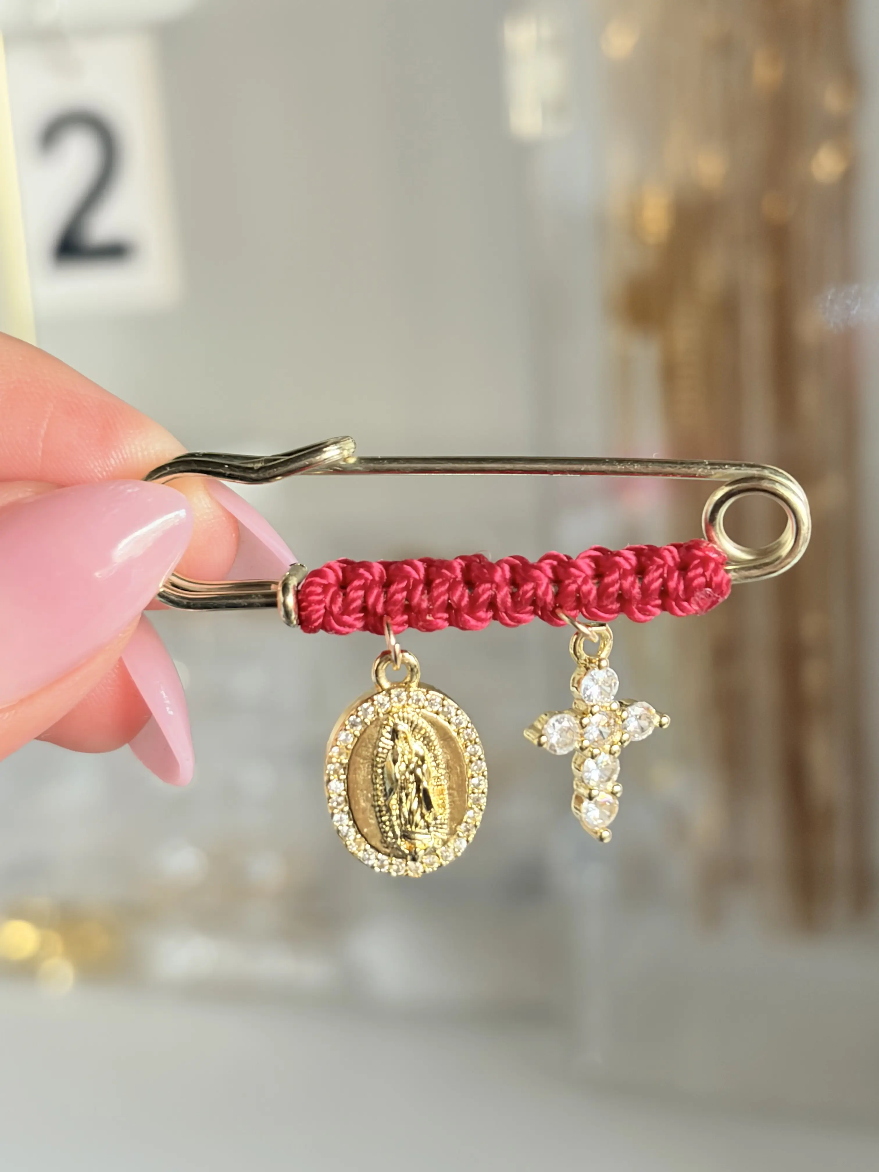Virgencita & Cross brooch Vintage Charm